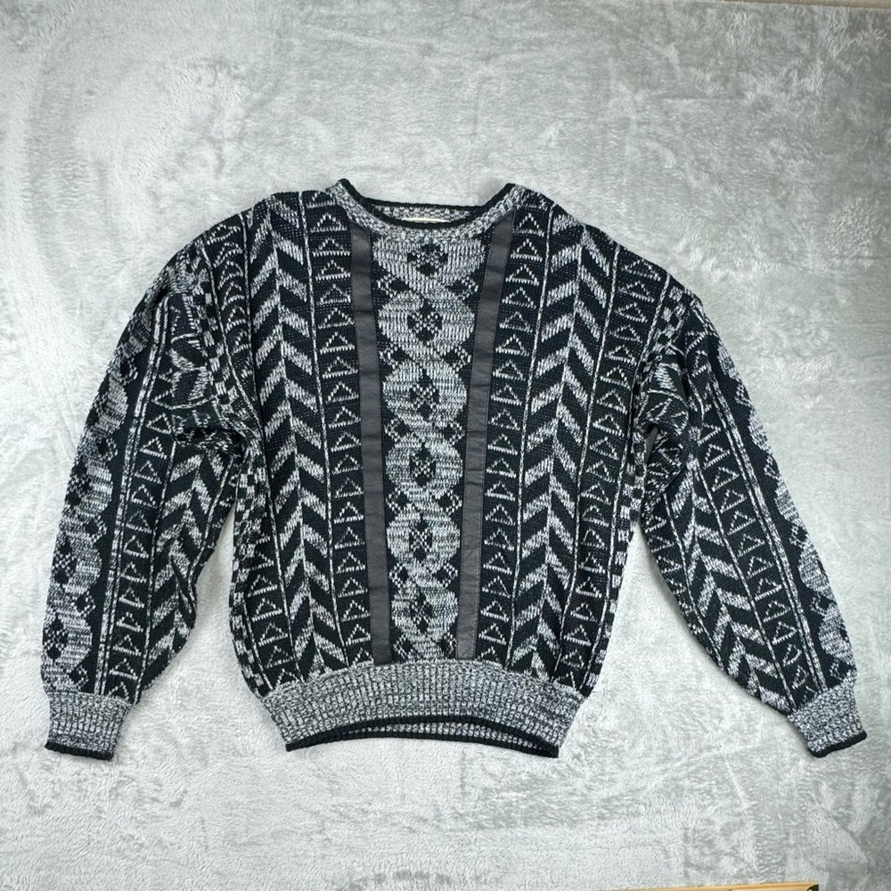 Vintage Henri Valdise Sweater Mens XL Chunky Knit Geometric Streetwear Hip Hop